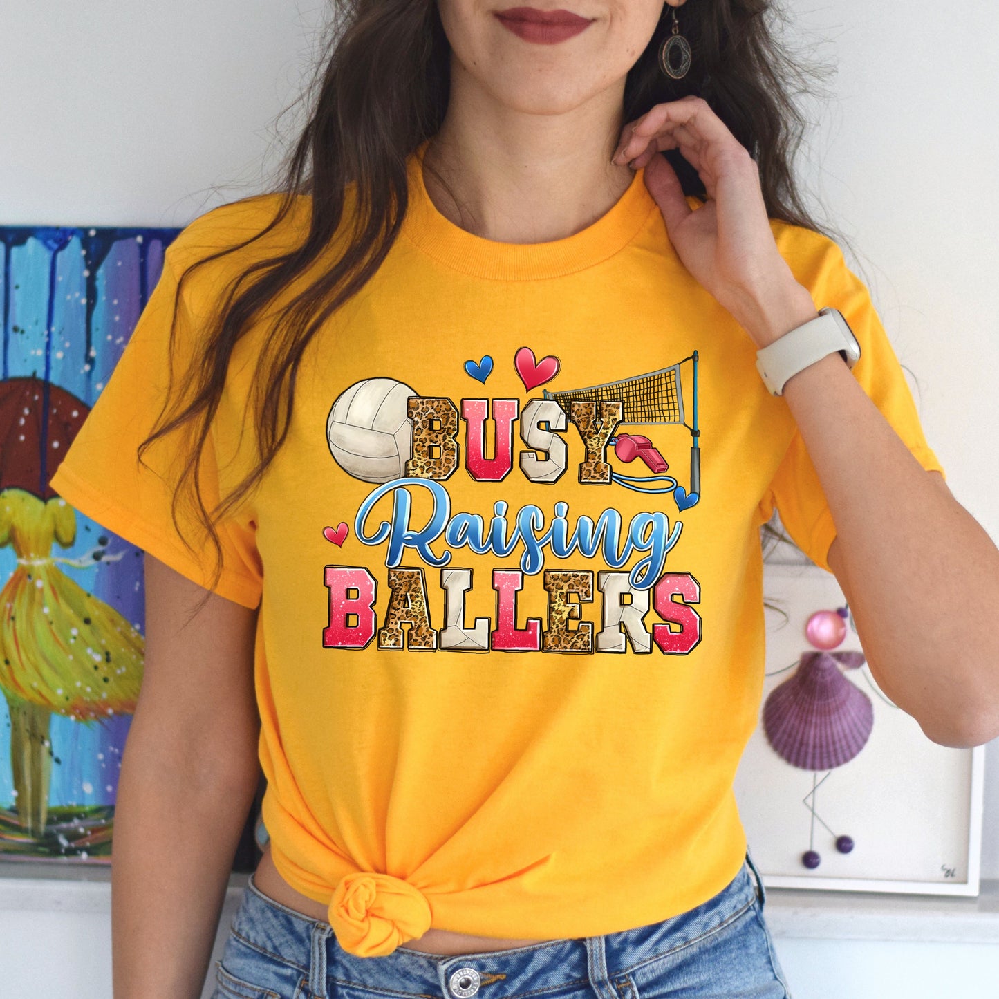 Volleyball - busy raising ballers Unisex t-shirt volleyball mom tee gift-Family-Gift-Planet