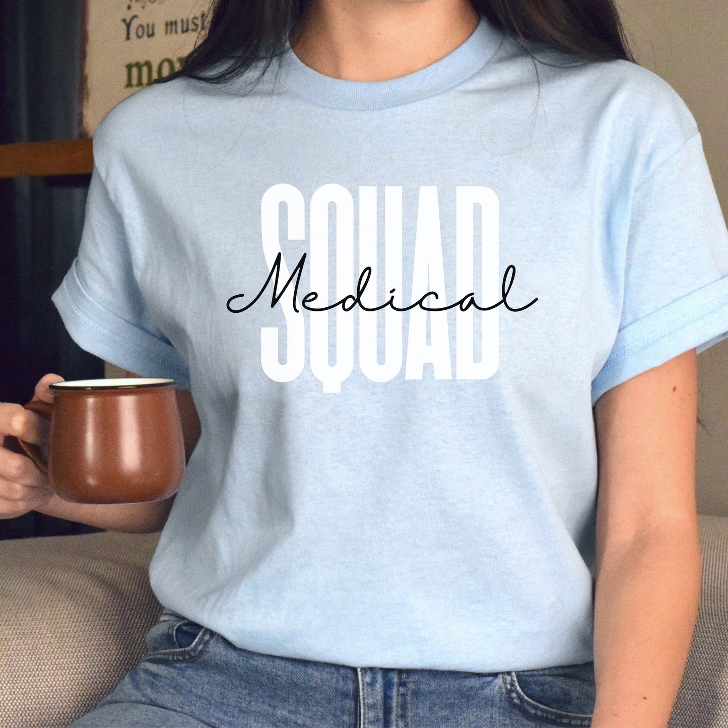 Medical squad T-Shirt gift MICU Med surg nurse Healthcare Squad Unisex Tee Sand Pink Blue-Light Blue-Family-Gift-Planet