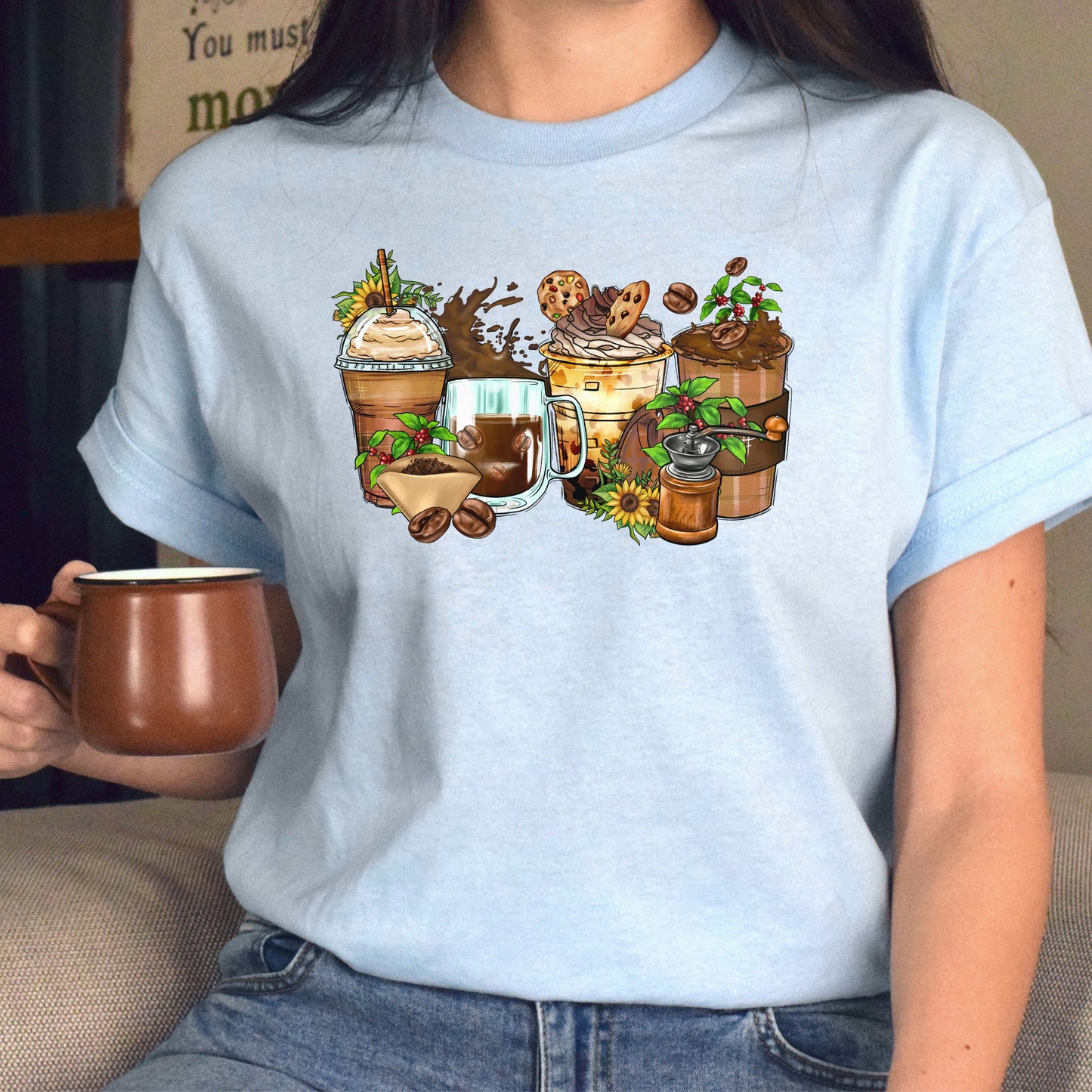 Coffee lover coffee cups unisex tshirt barista tee S-5XL-Family-Gift-Planet