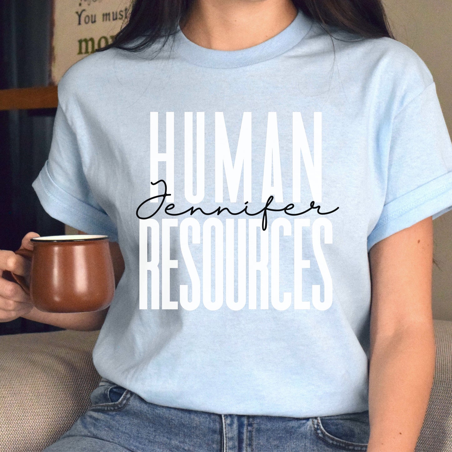 Personalized Human resources Unisex T-shirt Custom Name HR manager Sand Blue Pink-Light Blue-Family-Gift-Planet