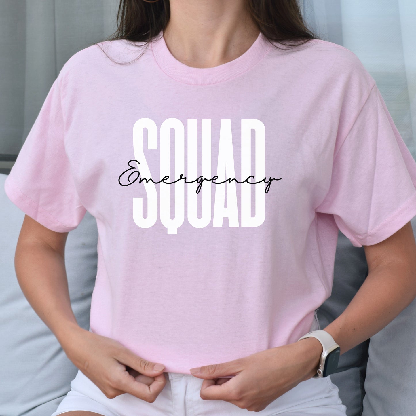 Emergency squad Unisex T-shirt ER nurse Emergency Room Tech Sand Blue Pink-Light Pink-Family-Gift-Planet