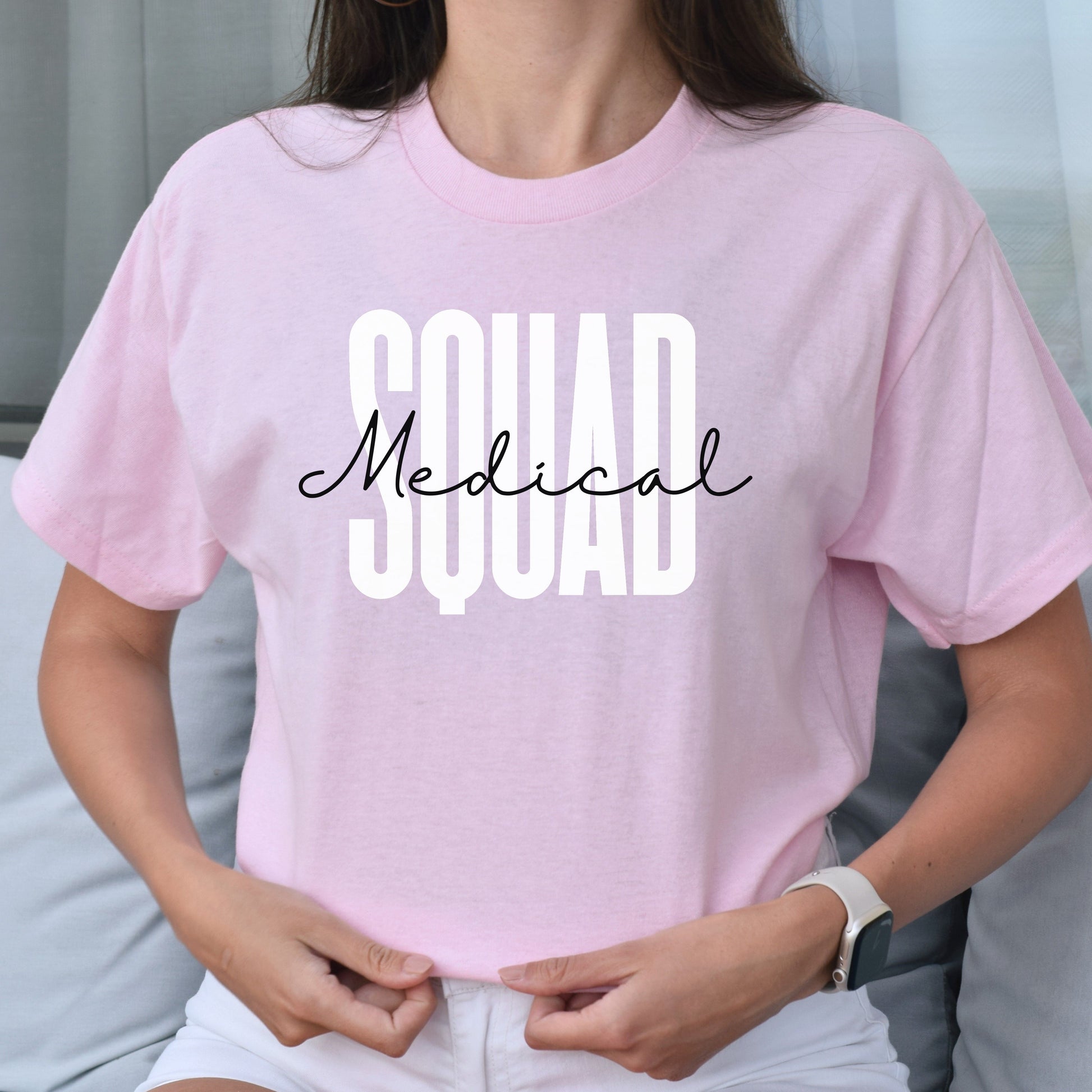 Medical squad T-Shirt gift MICU Med surg nurse Healthcare Squad Unisex Tee Sand Pink Blue-Light Pink-Family-Gift-Planet