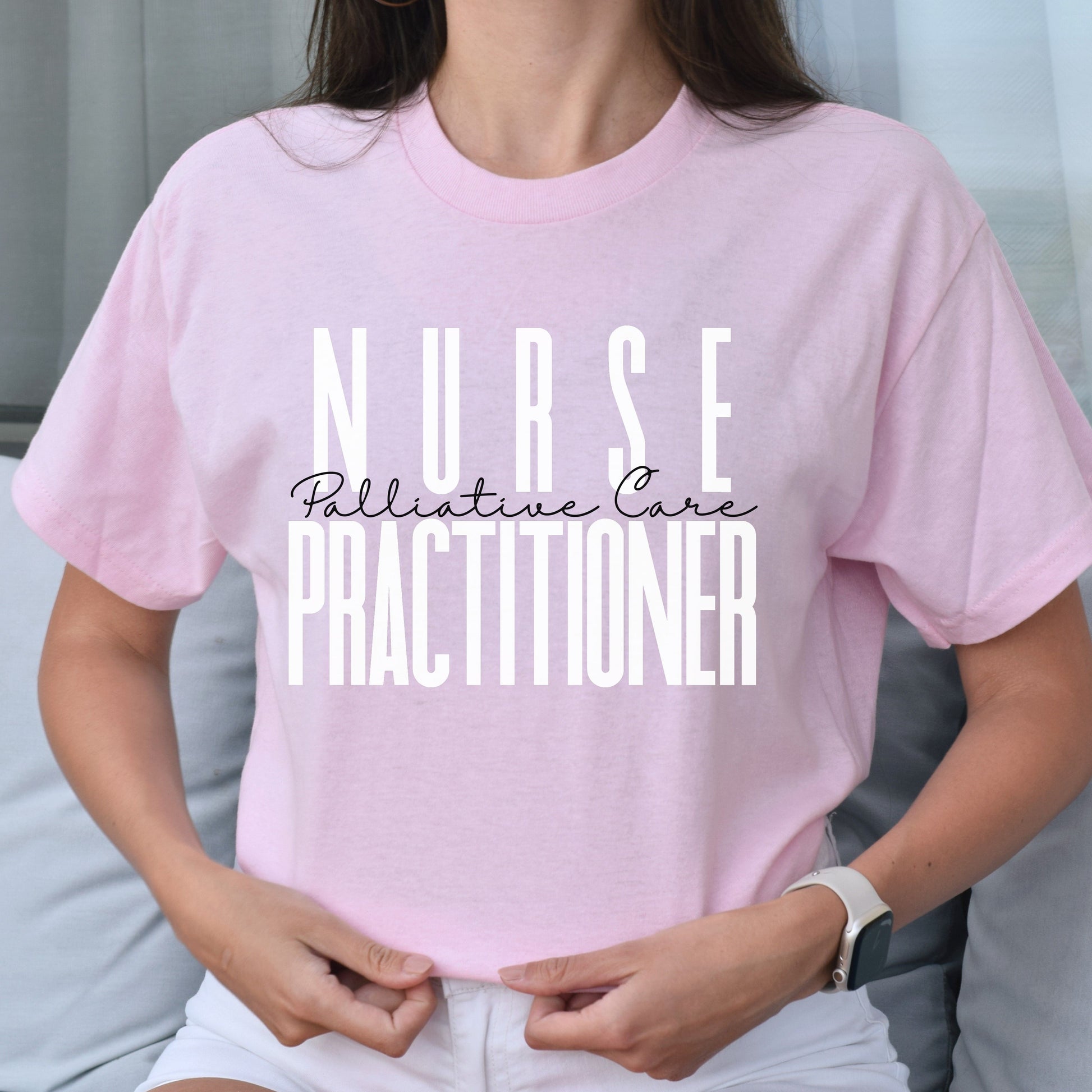 Palliative Care nurse practitioner T-shirt gift Hospice NP Unisex Tee Sand Pink Light Blue-Light Pink-Family-Gift-Planet