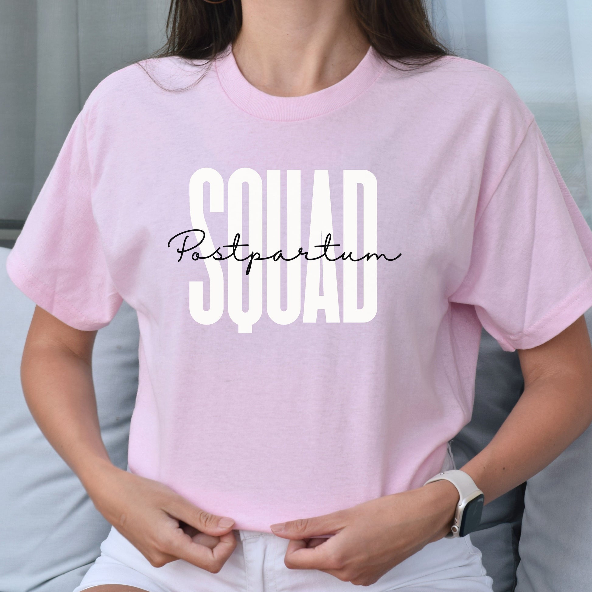 Postpartum squad T-shirt gift nicu Postpartum nurse Unisex Tee Sand Pink Light Blue-Light Pink-Family-Gift-Planet