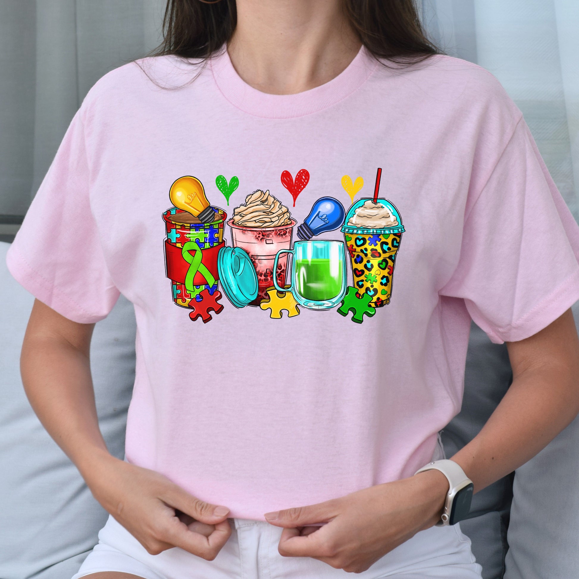 Autism awareness and coffee cups unisex tshirt S-5XL-Family-Gift-Planet