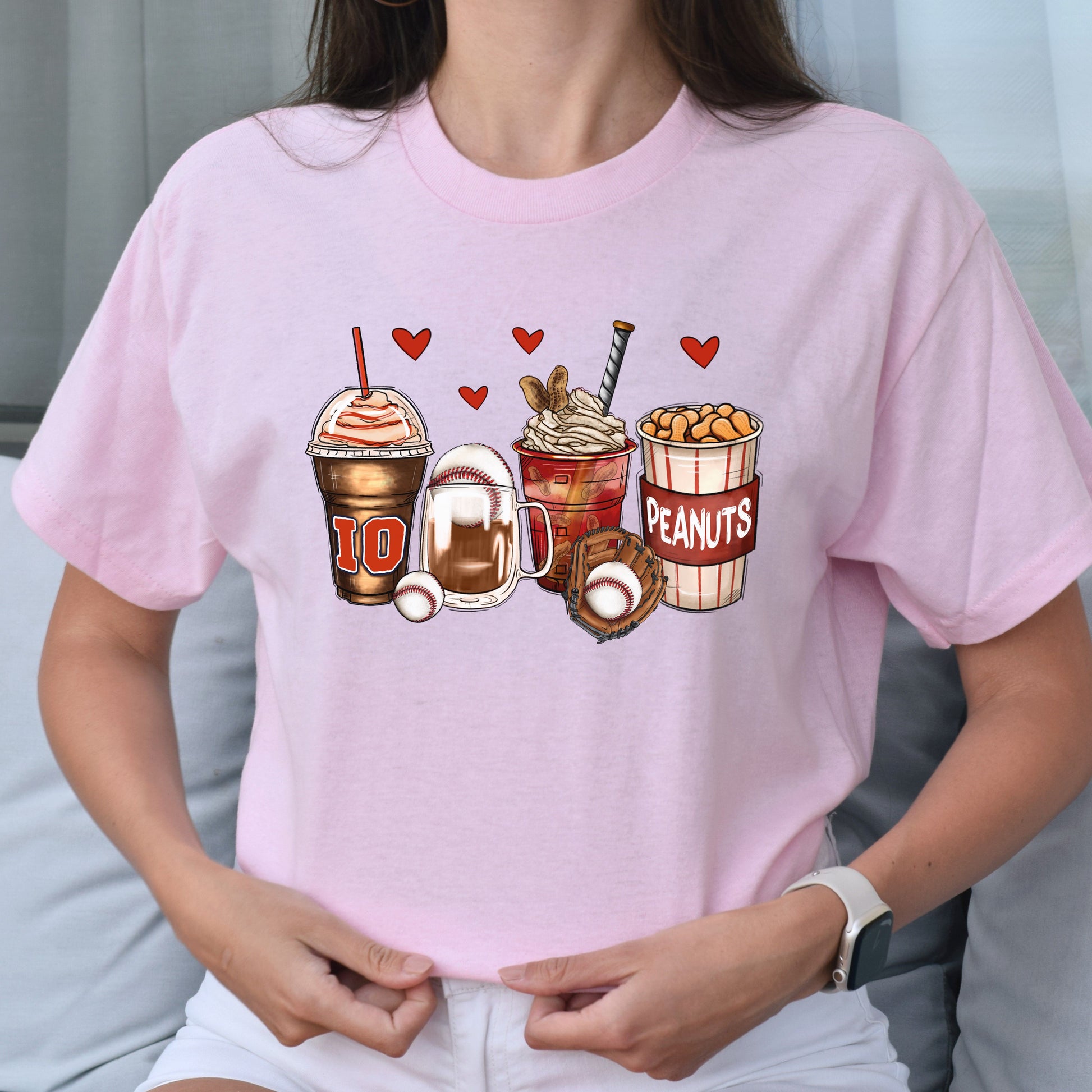 Baseball and coffee cups unisex tshirt baseball lover S-5XL-Family-Gift-Planet