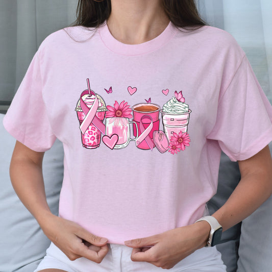 Brest cancer awareness coffee cups unisex tshirt cancer fighter tee S-5XL-Family-Gift-Planet