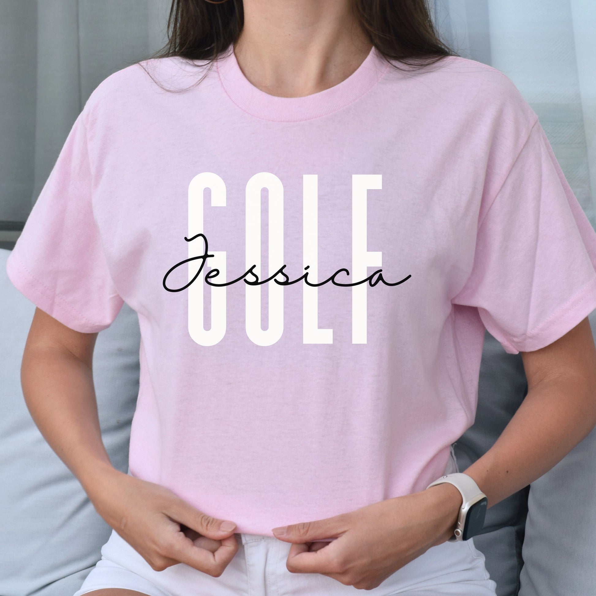 Personalized Golf Unisex T-shirt Custom Name Golfer Sand Blue Pink-Light Pink-Family-Gift-Planet