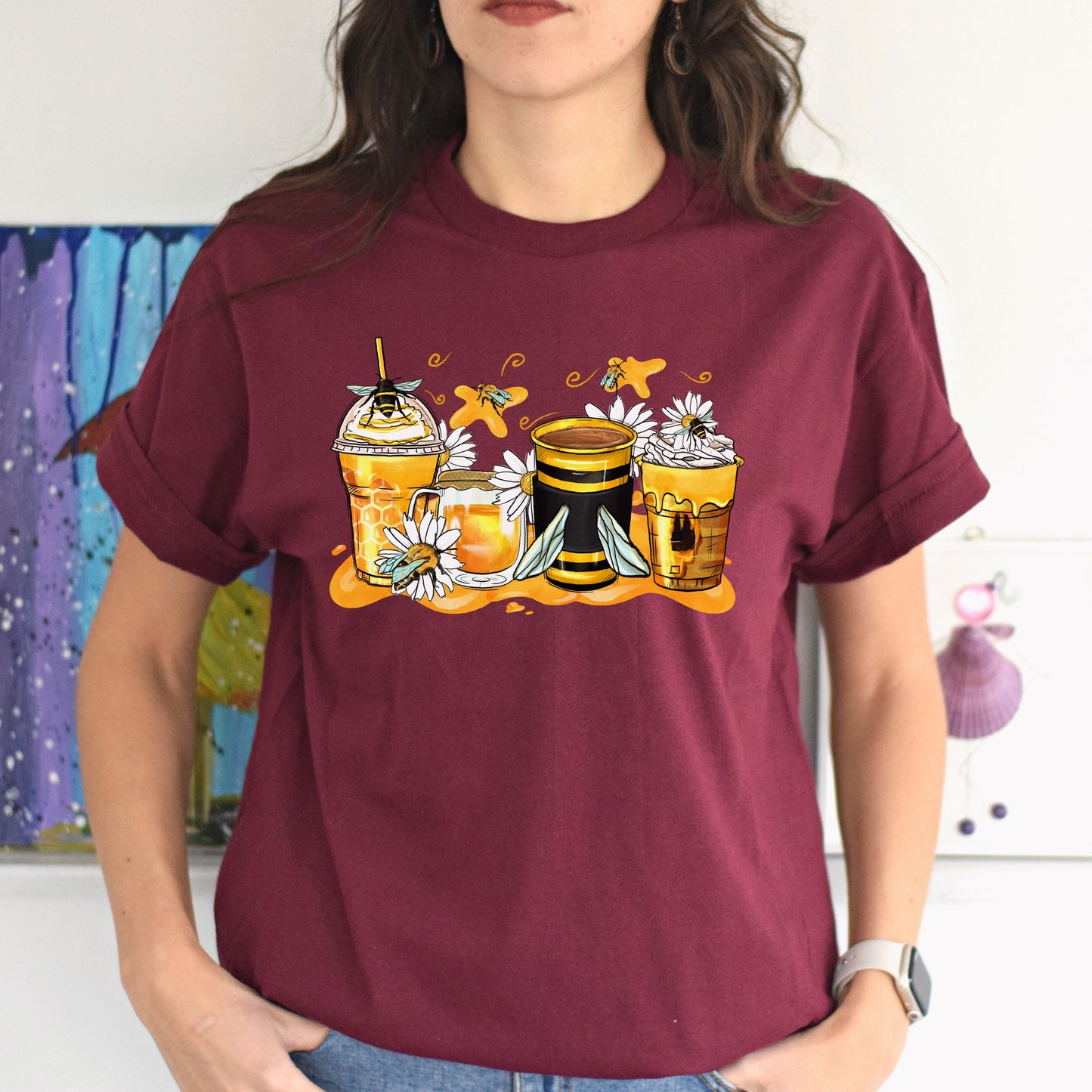 Bumble bee and coffee cups unisex tshirt bee owner tee S-5XL-Family-Gift-Planet