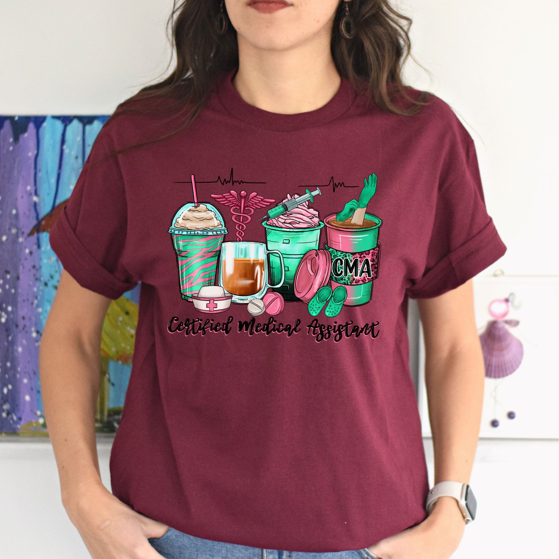 Certified Medical Assistant coffee cups unisex tshirt CMA tee S-5XL-Family-Gift-Planet