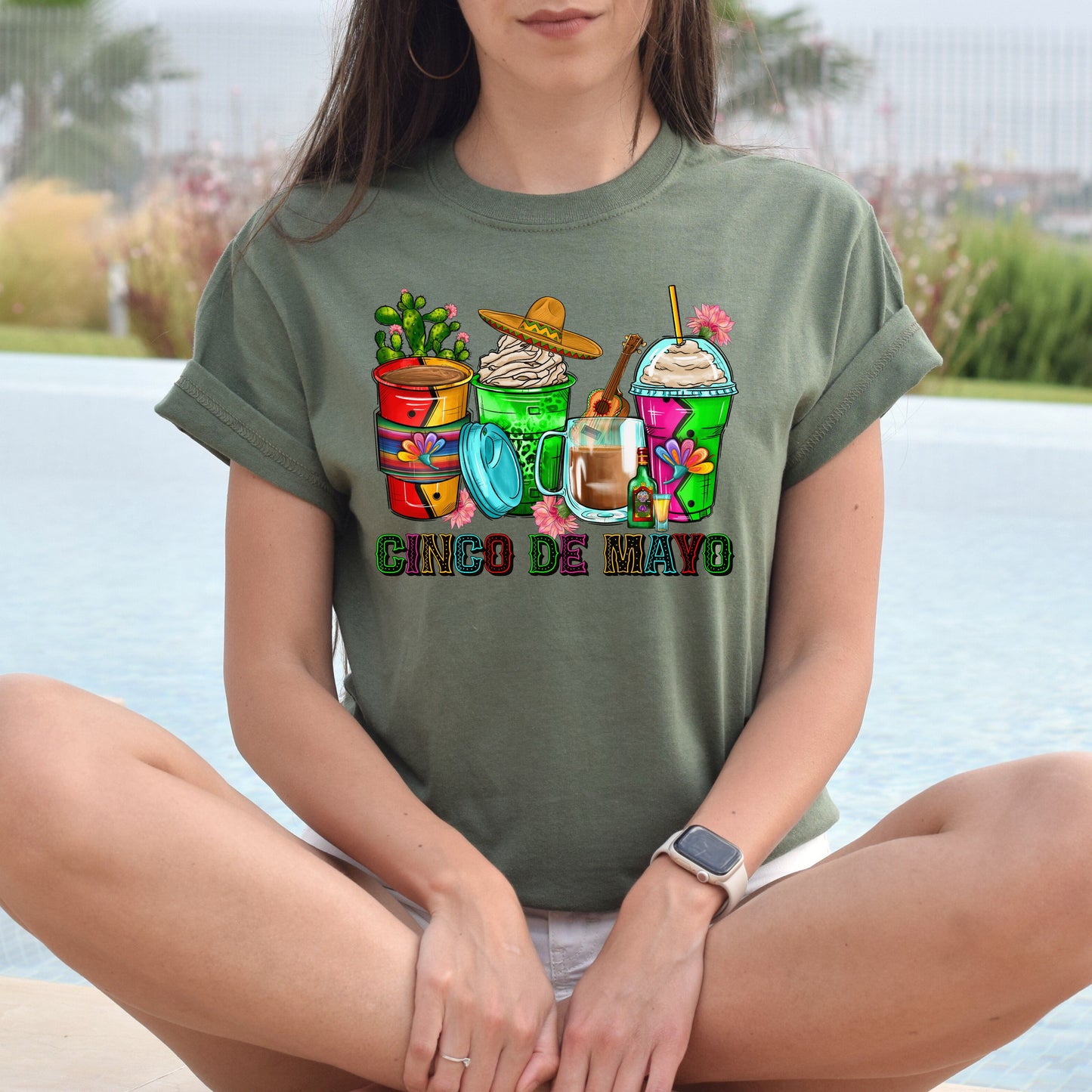 Cinco de mayo coffee cups unisex tshirt Mexican celebration tee S-5XL-Family-Gift-Planet