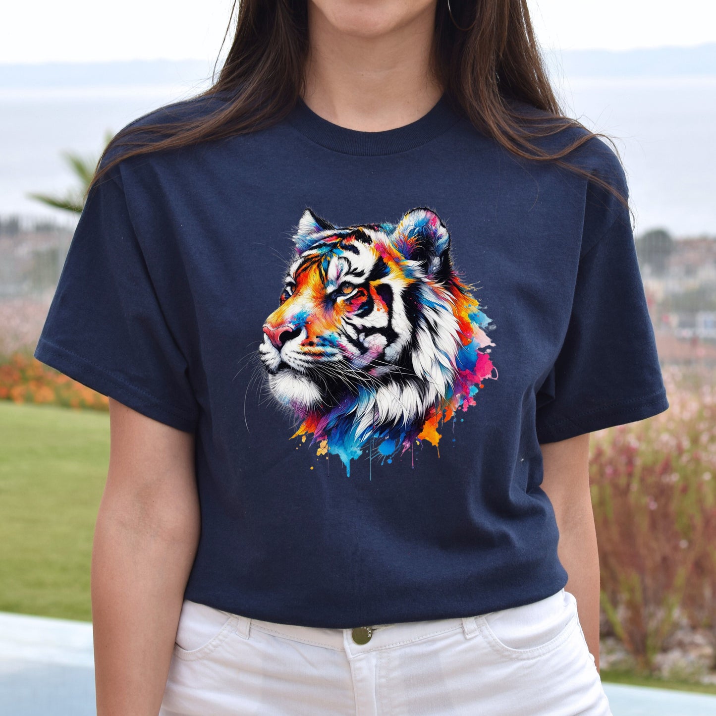 Wildlife tiger whisperer Unisex T-shirt Black Navy Dark Heather-Navy-Family-Gift-Planet