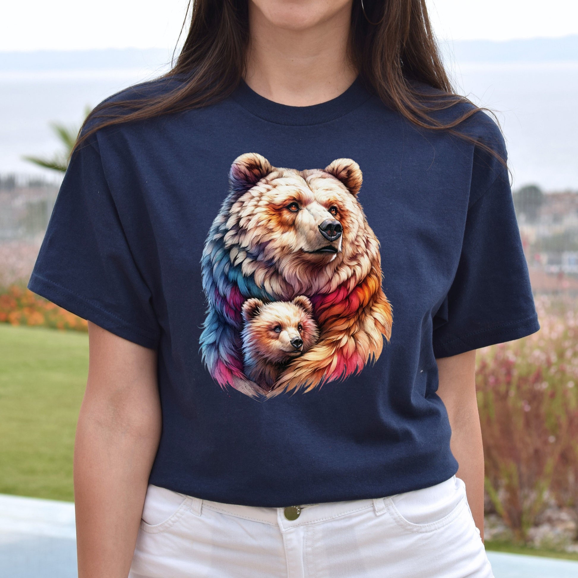 Mama Bear Unisex T-shirt Mother's Day tee Black Navy Dark Heather-Navy-Family-Gift-Planet