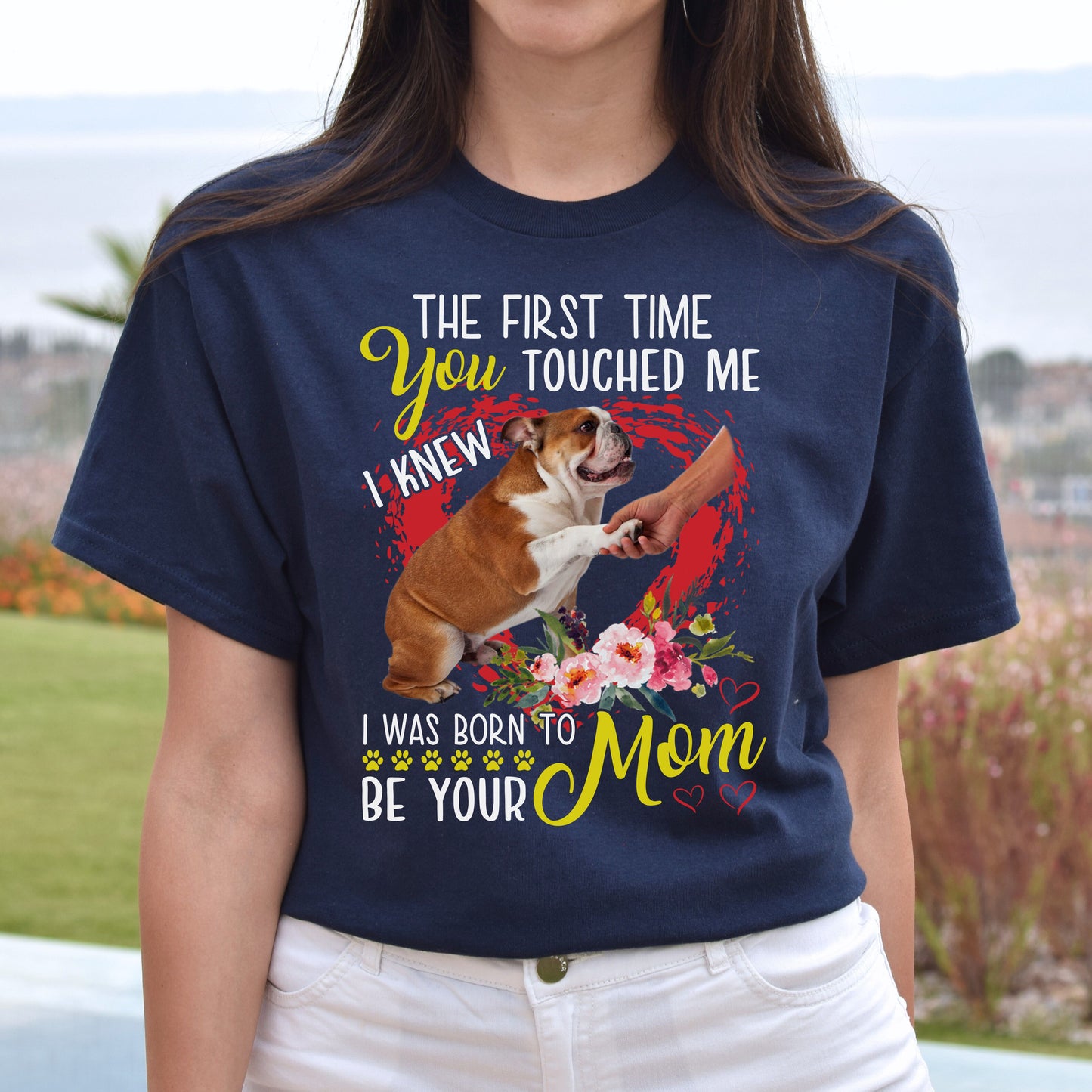 Sentimental dog mom Unisex t-shirt gift born to be dog mom tee-Navy-Family-Gift-Planet