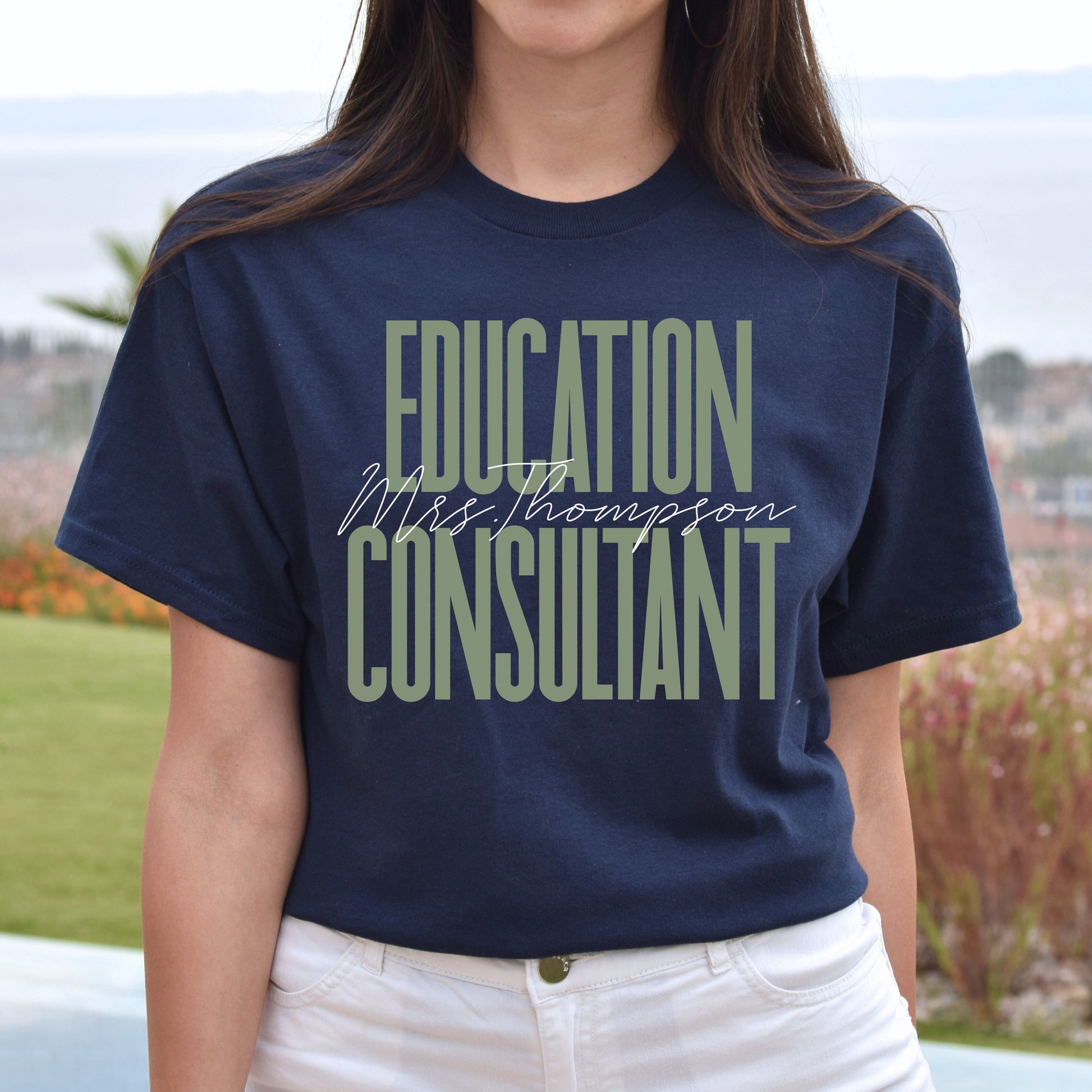 Education Consultant T-Shirt gift Education Advisor specialist Customized Unisex tee Black Navy Dark Heather-Navy-Family-Gift-Planet