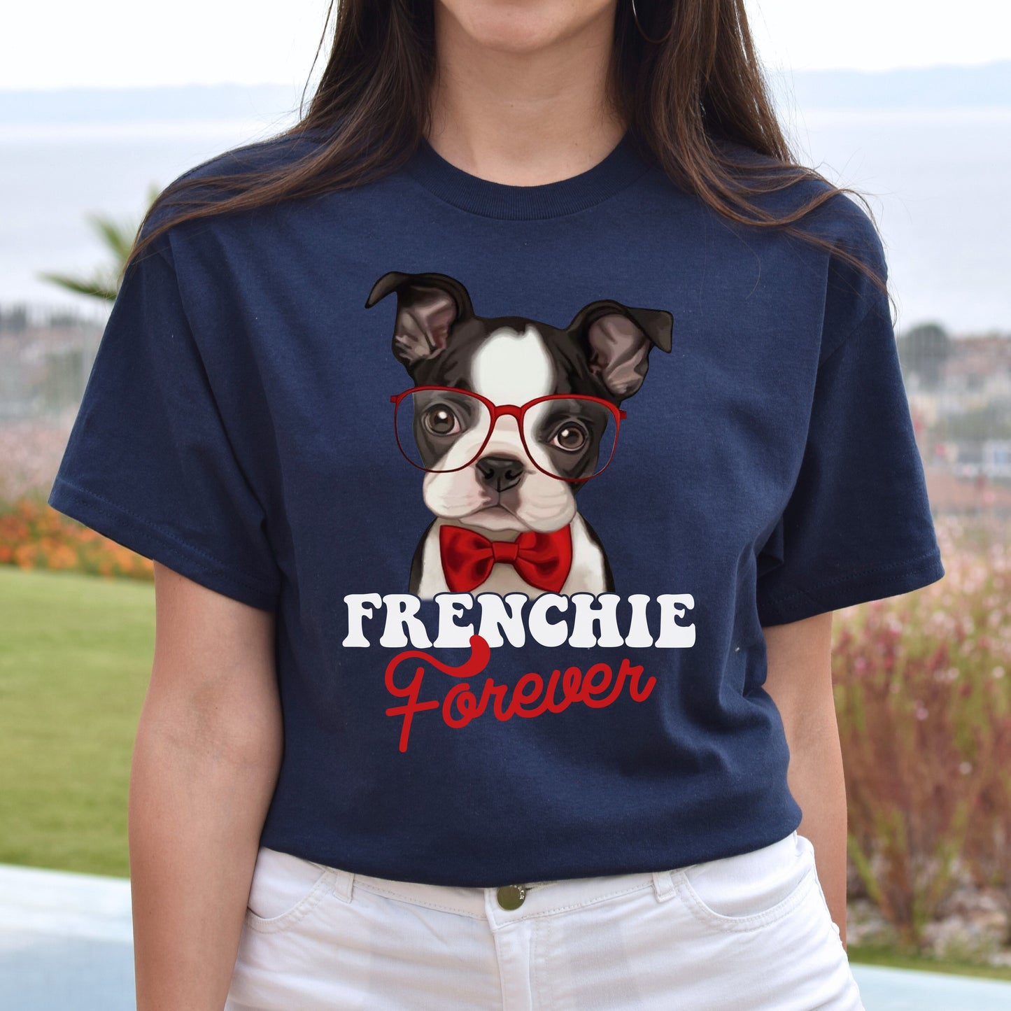 Frenchie forever Unisex t-shirt gift Frenchie mom tee black navy dark heather-Navy-Family-Gift-Planet