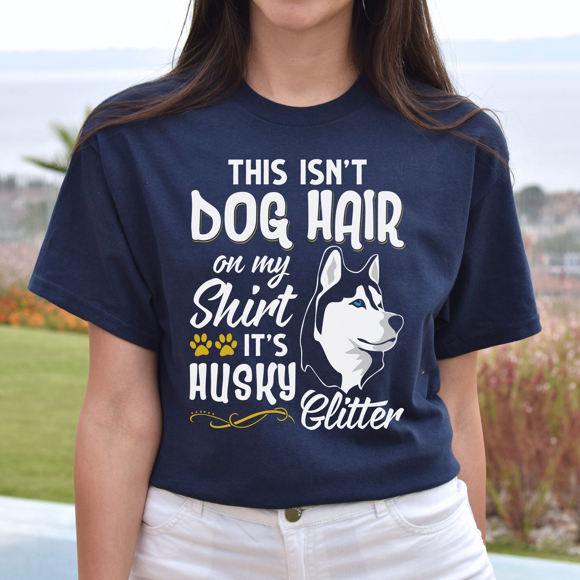 Its husky glitter Unisex t-shirt gift funny husky owner tee black navy dark heather-Navy-Family-Gift-Planet