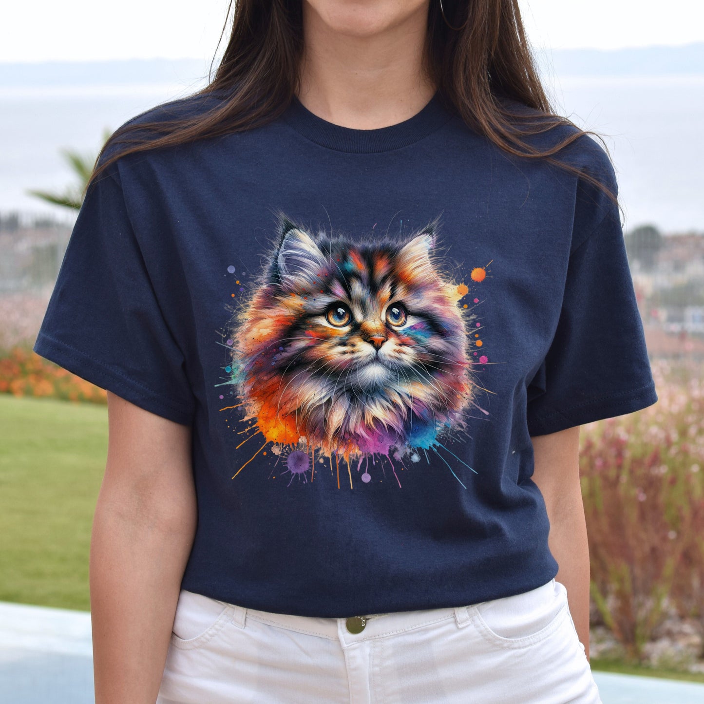 Ragamuffin cat mama Color Splash Unisex T-shirt Black Navy Dark Heather-Navy-Family-Gift-Planet