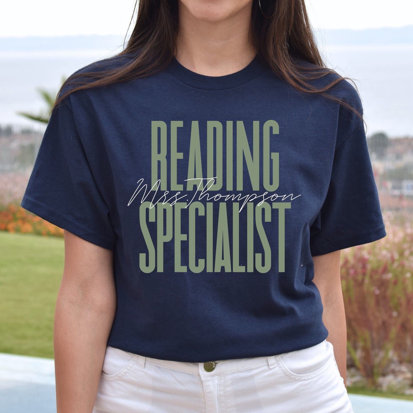 Reading Specialist T-Shirt gift Literacy coach teacher Customized Unisex tee Black Navy Dark Heather-Navy-Family-Gift-Planet