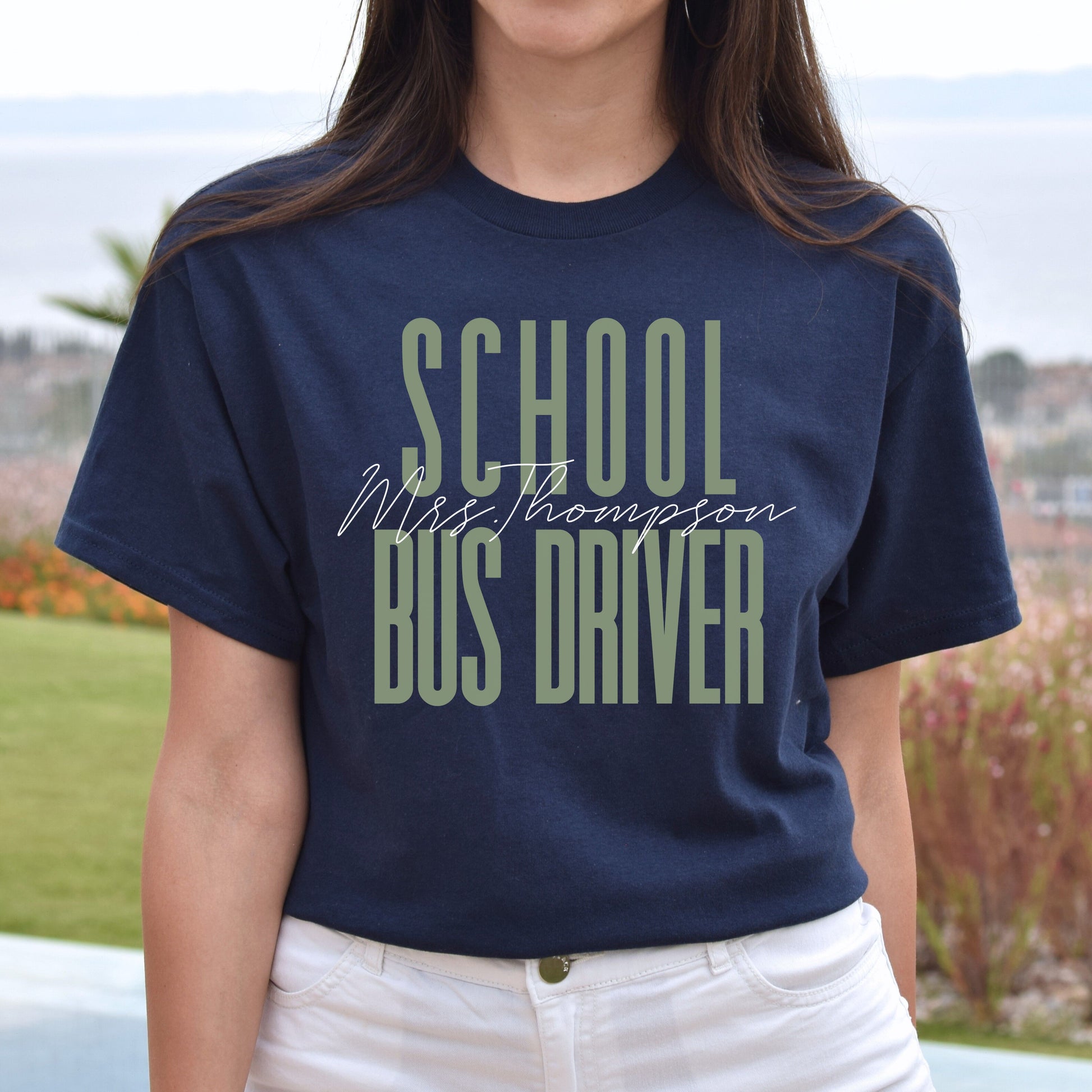 School Bus Driver T-Shirt gift Back to school bus driver Customized Unisex tee Black Navy Dark Heather-Navy-Family-Gift-Planet