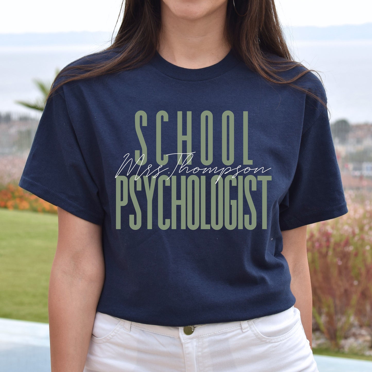 School Psychologist T-Shirt gift Mental health psych nurse Customized Unisex tee Black Navy Dark Heather-Navy-Family-Gift-Planet