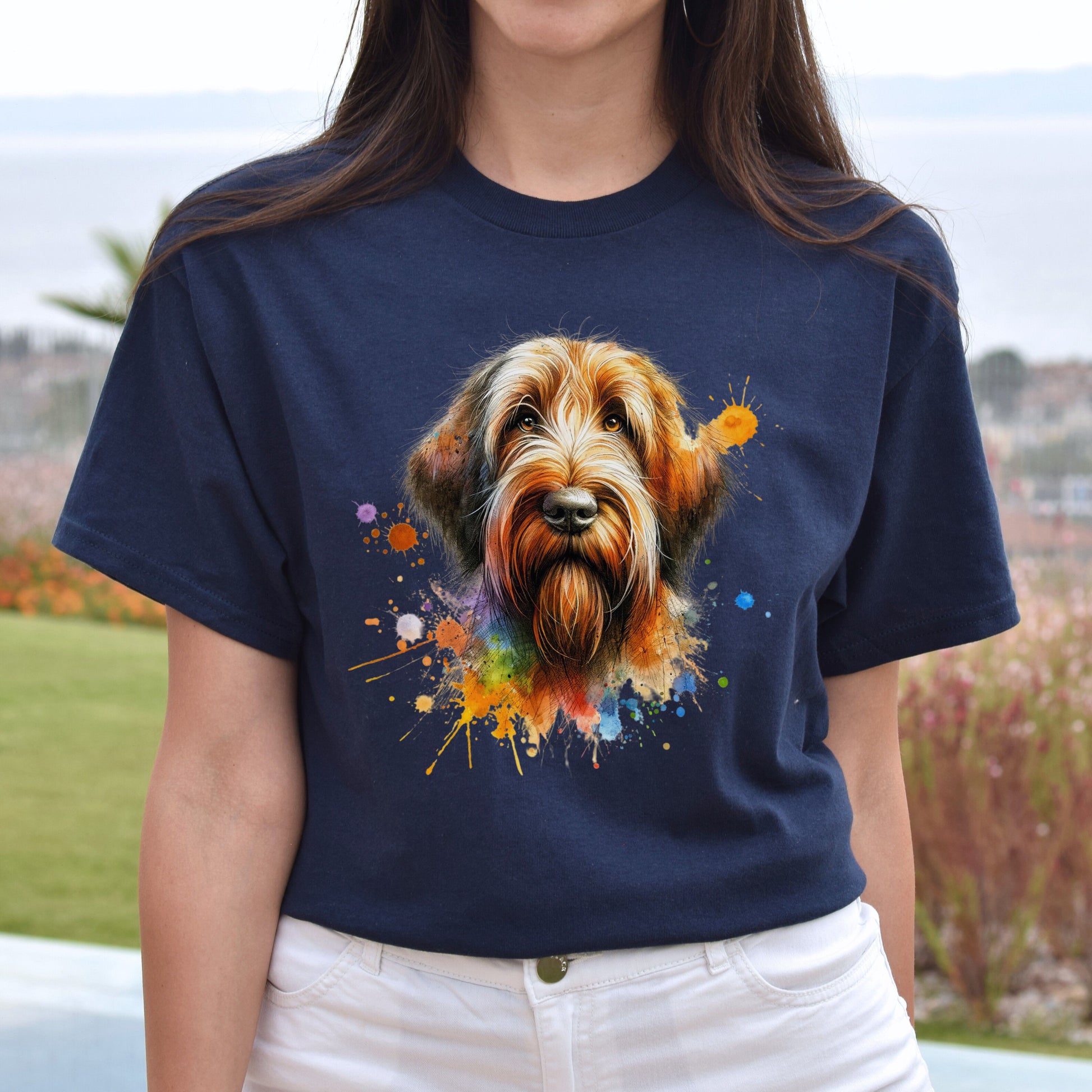 Spinone Italiano dog mom Color Splash Unisex T-shirt Black Navy Dark Heather-Navy-Family-Gift-Planet