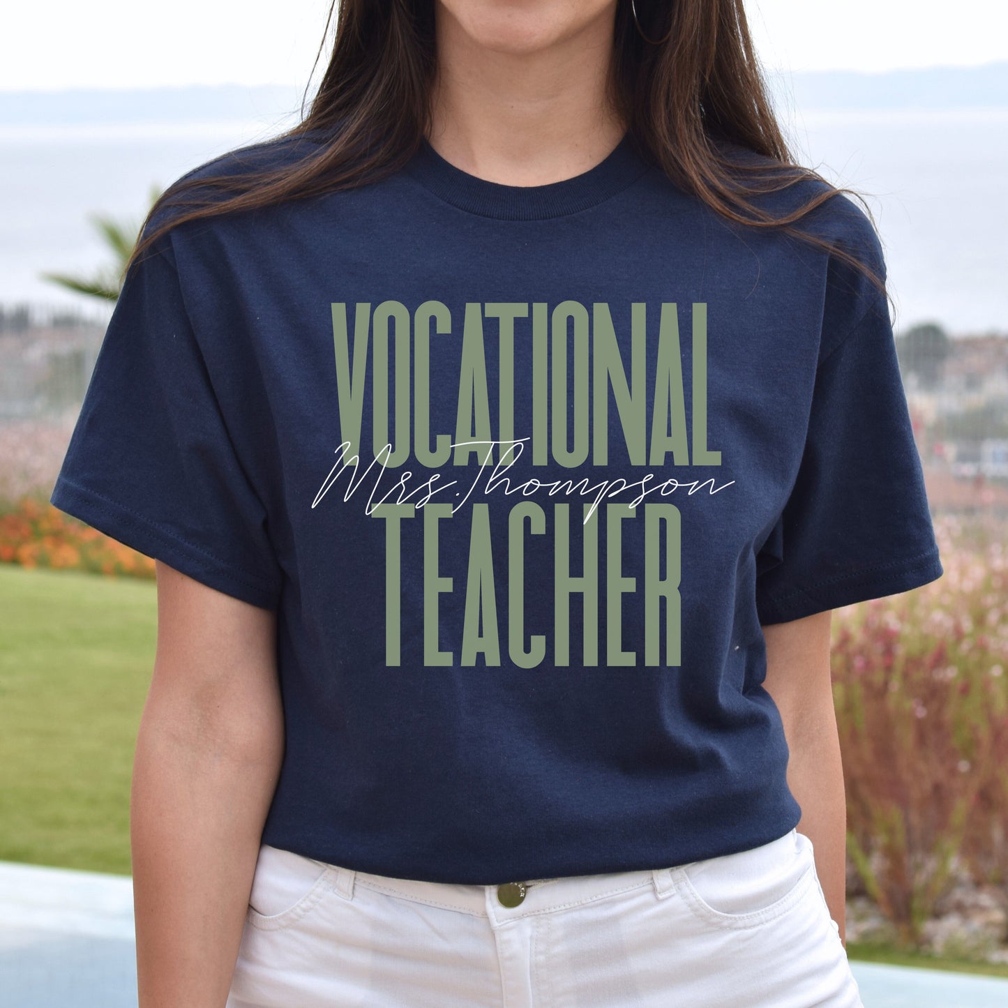 Vocational teacher T-Shirt gift Career and Technical education teacher Customized Unisex tee Black Navy Dark Heather-Navy-Family-Gift-Planet