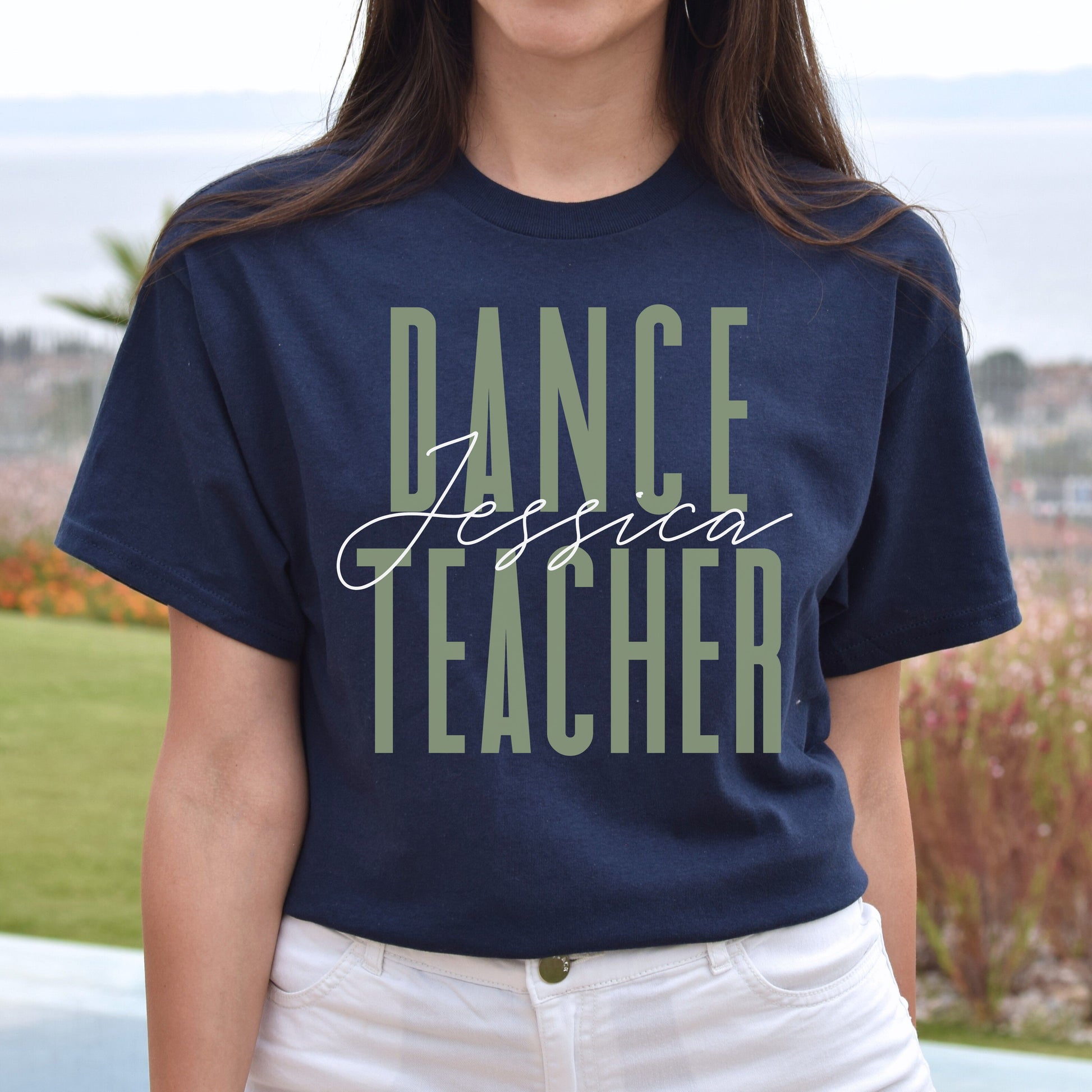 Dance teacher T-Shirt gift Dancer Dance educator Customized Unisex tee Black Navy Dark Heather-Navy-Family-Gift-Planet