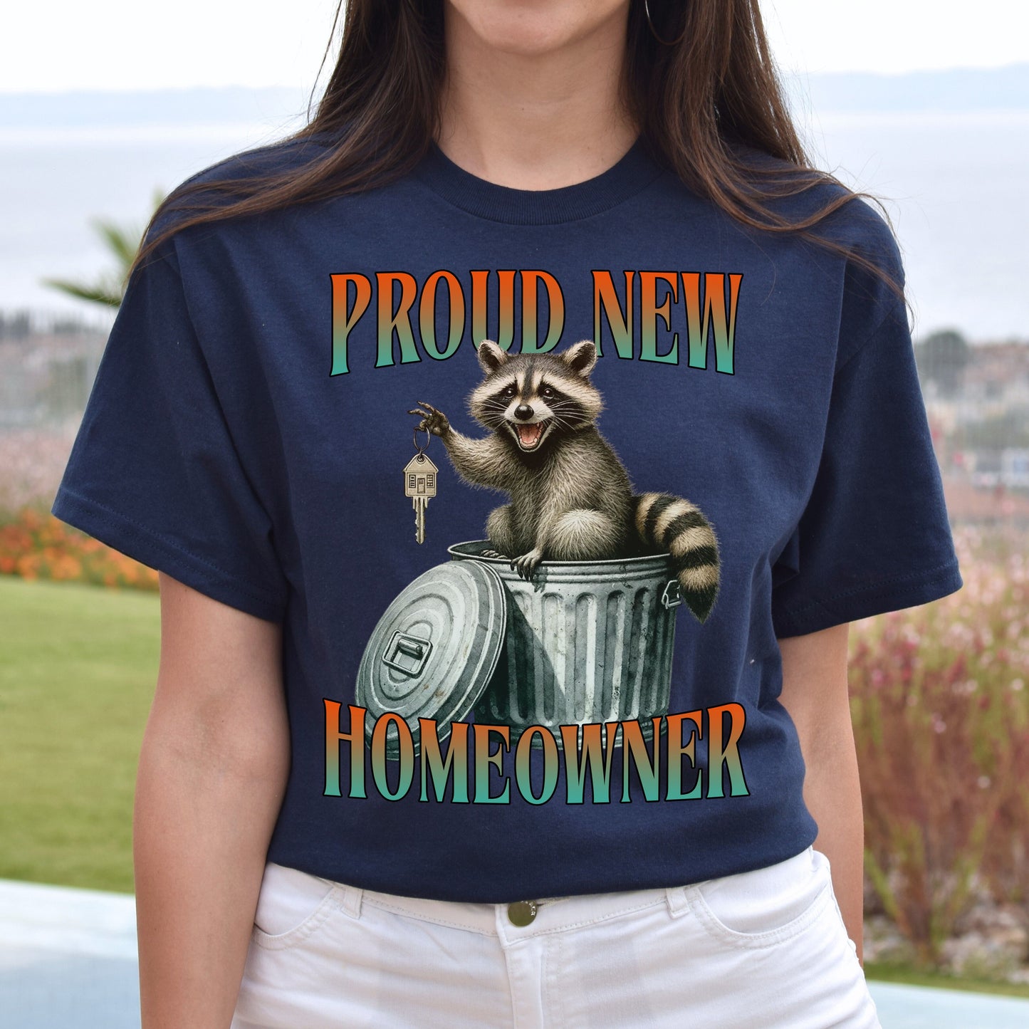 Proud new Homeowner T-Shirt humorous gift for housewarming party Unisex tee Black Navy Dark Heather-Navy-Family-Gift-Planet