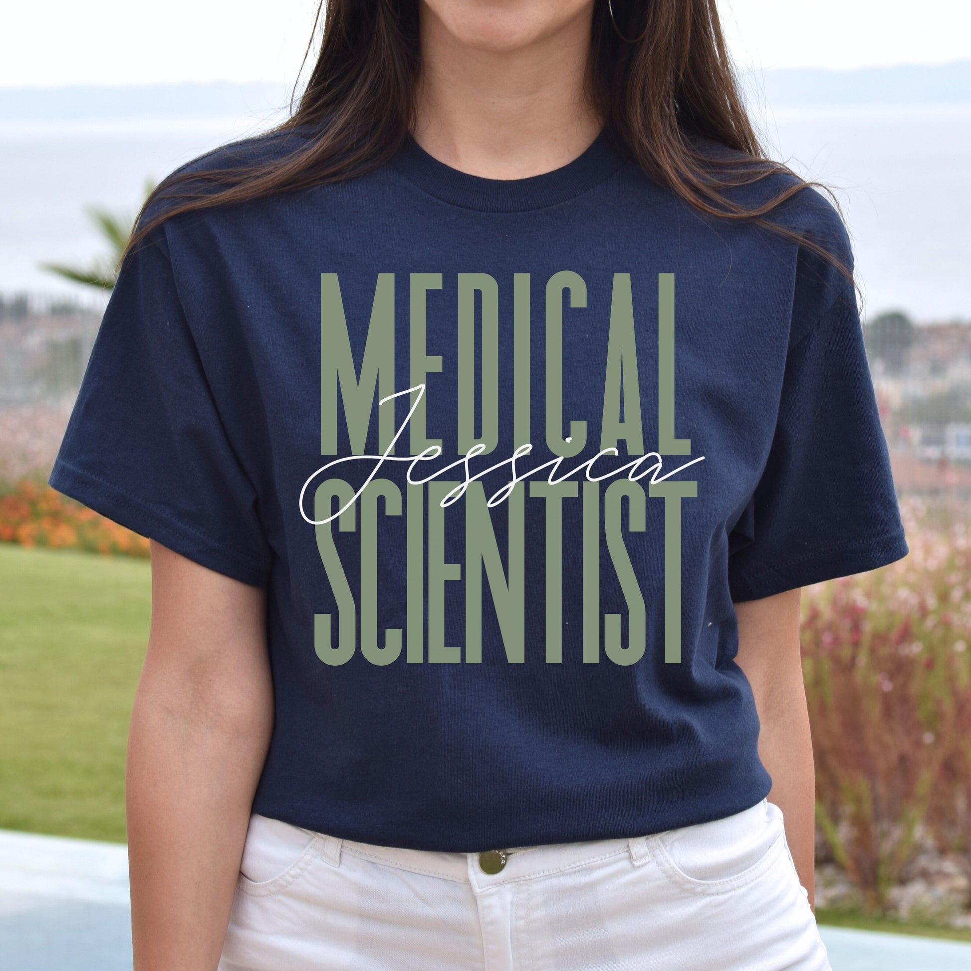 Medical scientist T-Shirt gift Scientific research Customized Unisex tee Black Navy Dark Heather-Navy-Family-Gift-Planet