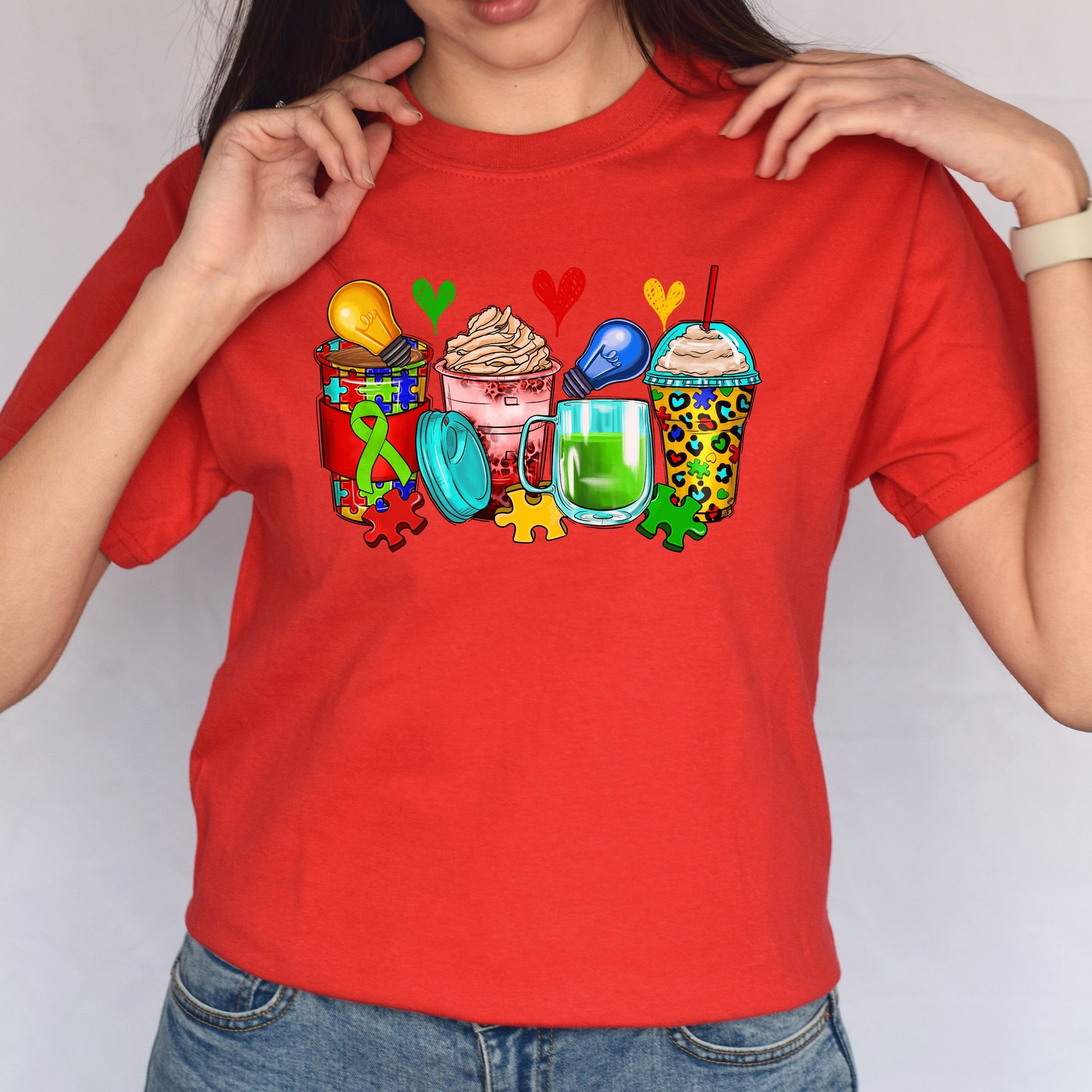 Autism awareness and coffee cups unisex tshirt S-5XL-Family-Gift-Planet