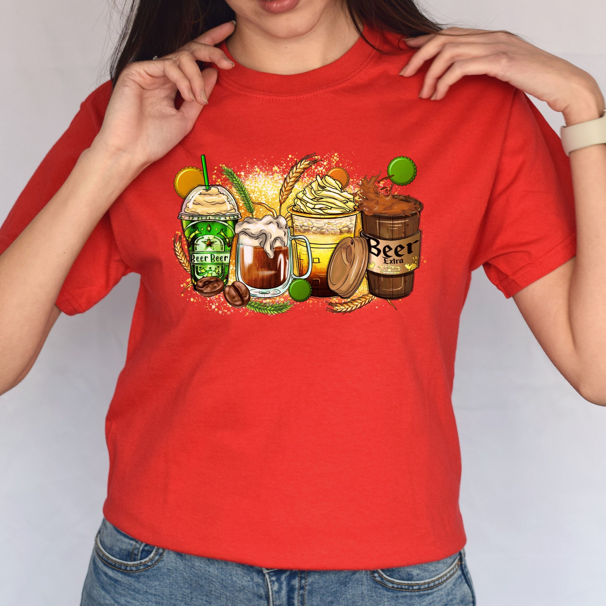 Beer coffee cups unisex tshirt beer and coffee lover S-5XL-Family-Gift-Planet