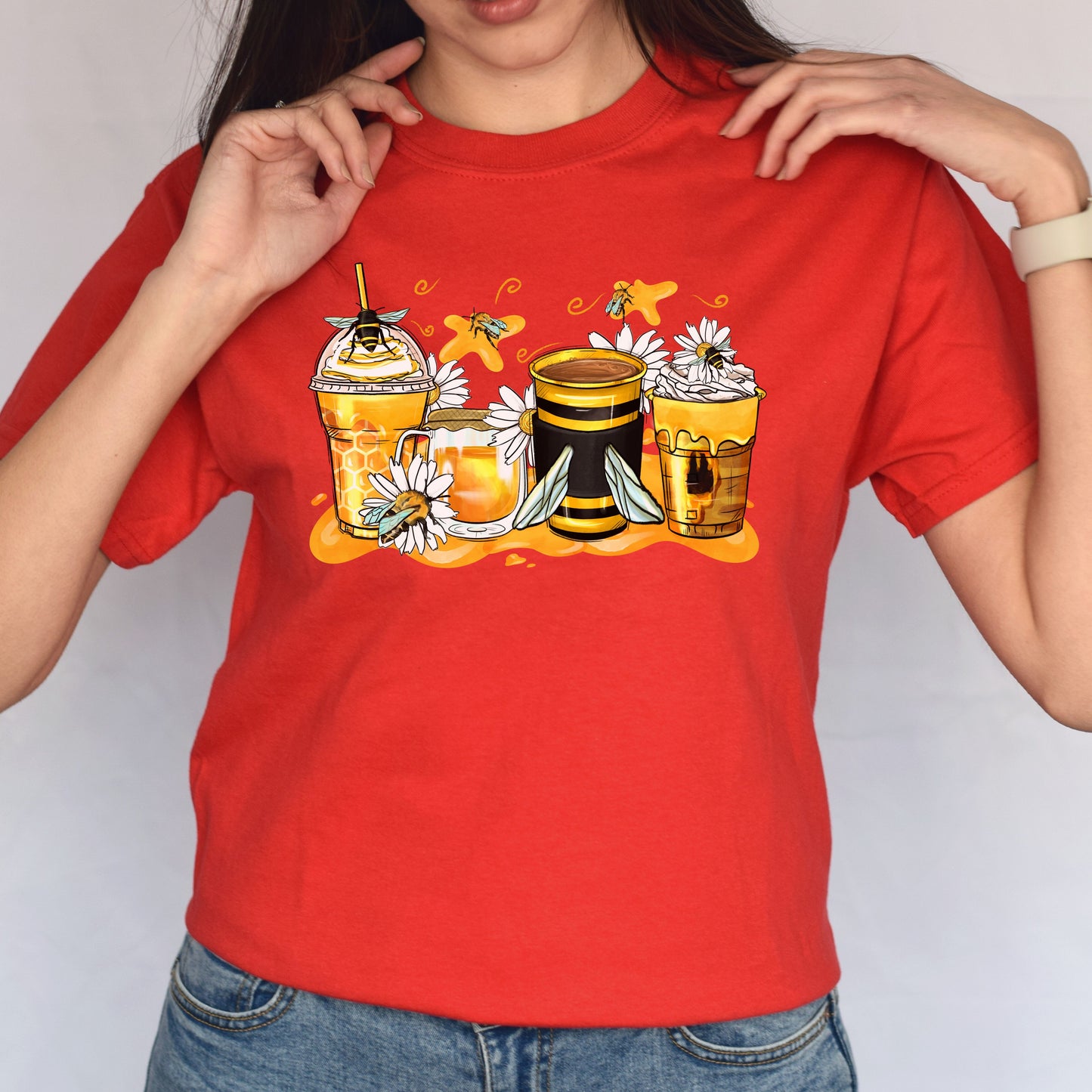 Bumble bee and coffee cups unisex tshirt bee owner tee S-5XL-Family-Gift-Planet