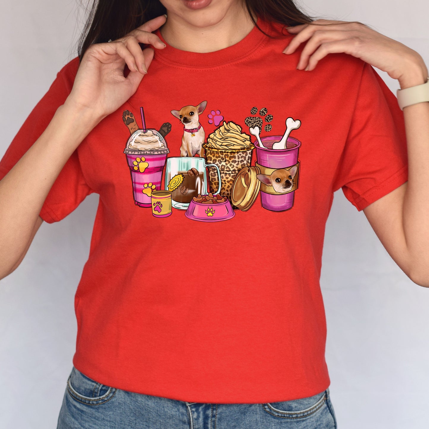 Chihuahua and coffee cups unisex tshirt Chihuahua owner tee S-5XL-Family-Gift-Planet