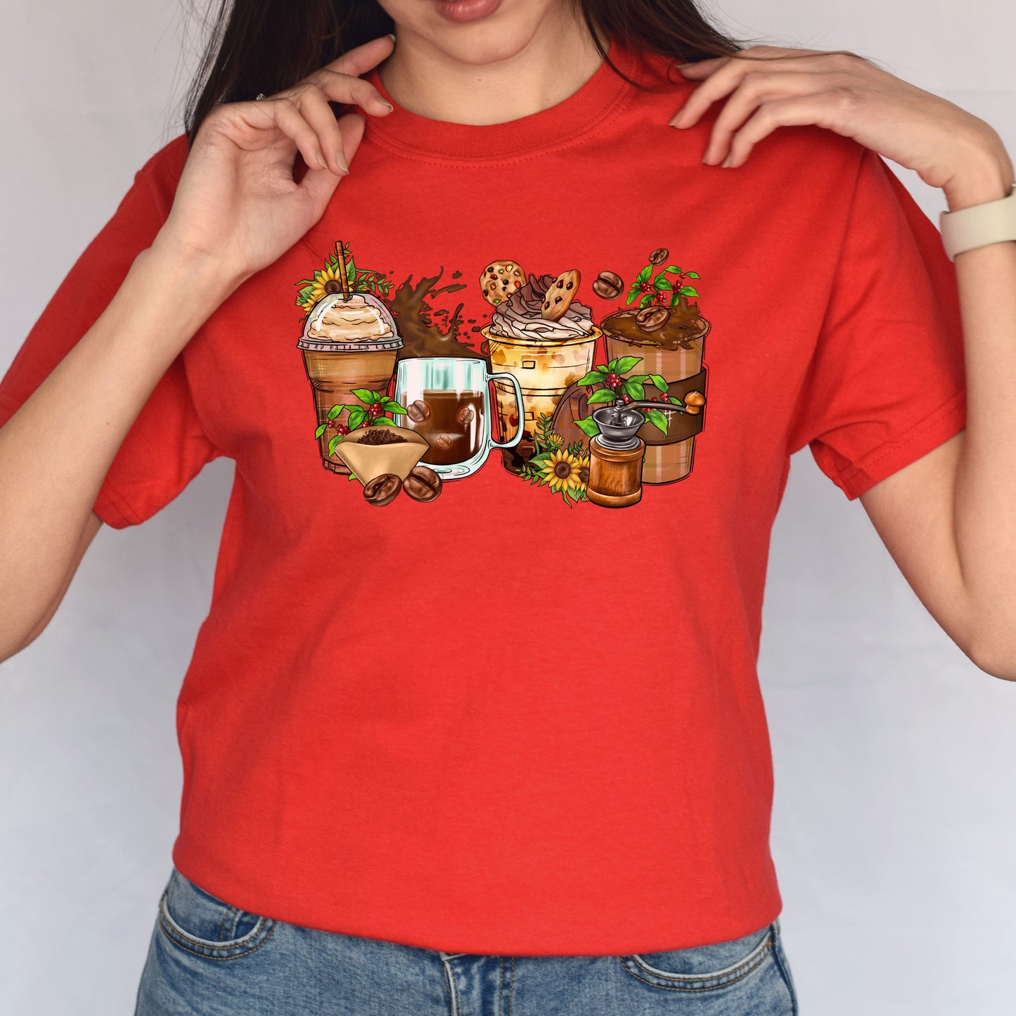 Coffee lover coffee cups unisex tshirt barista tee S-5XL-Family-Gift-Planet