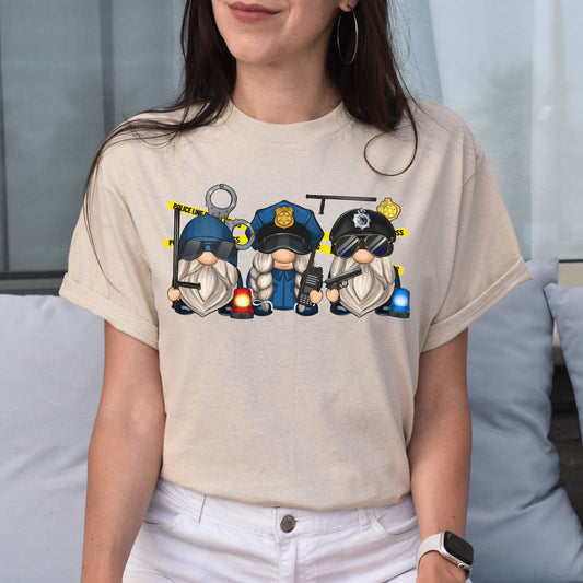 Police Gnomes Unisex shirt police woman Christmas gift White Sand-Sand-Family-Gift-Planet