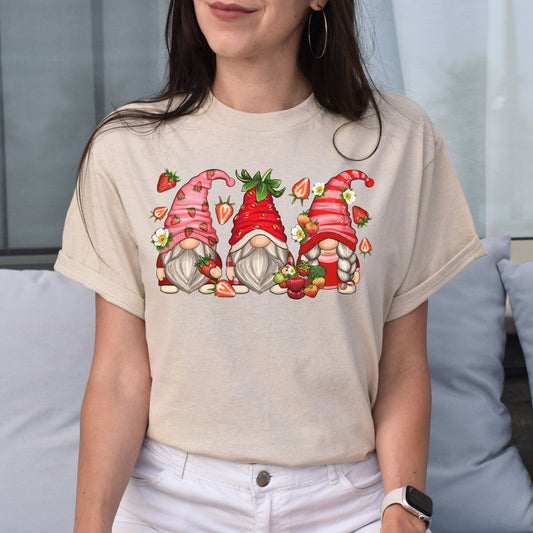 Strawberry Gnomes Unisex shirt strawberry lover Christmas gift White Sand-Sand-Family-Gift-Planet