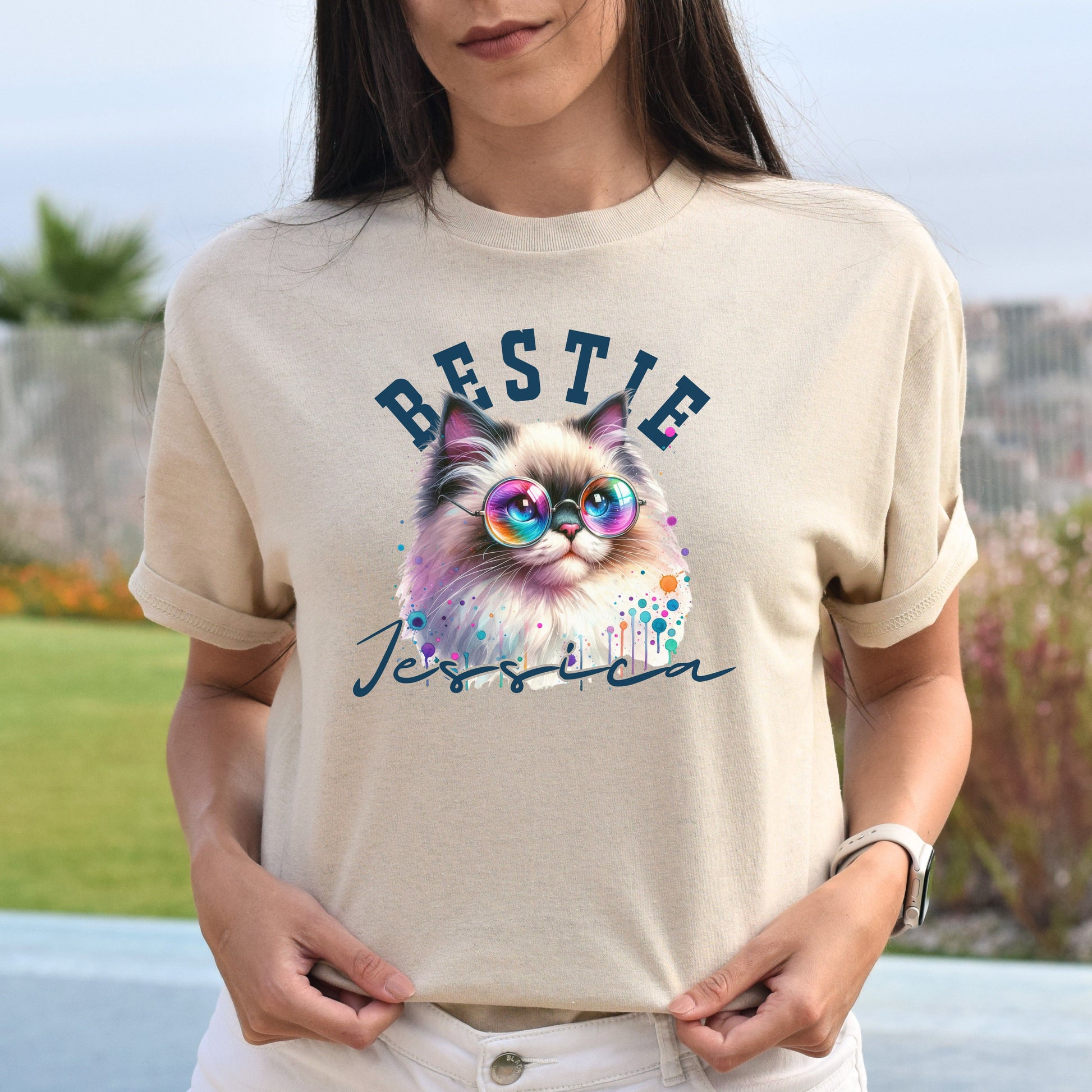 Bestie funny Personalized Unisex T-shirt Custom Best friend Valentine Day gift Black-Sand-Family-Gift-Planet