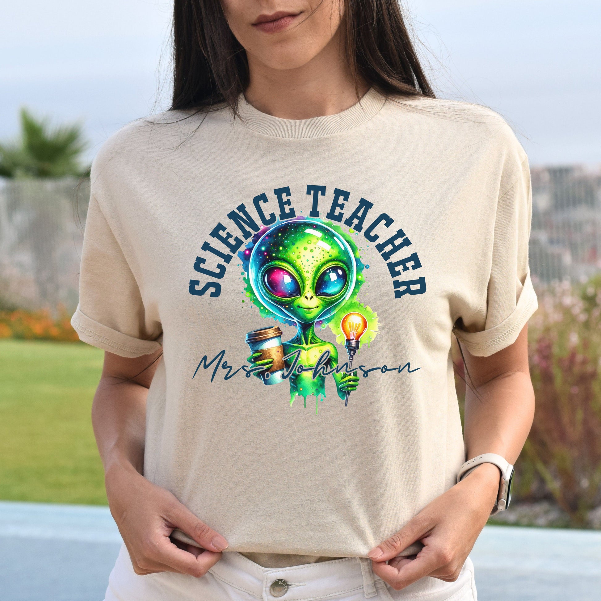 Science teacher funny Personalized Unisex T-shirt Custom Physics teacher Black-Sand-Family-Gift-Planet