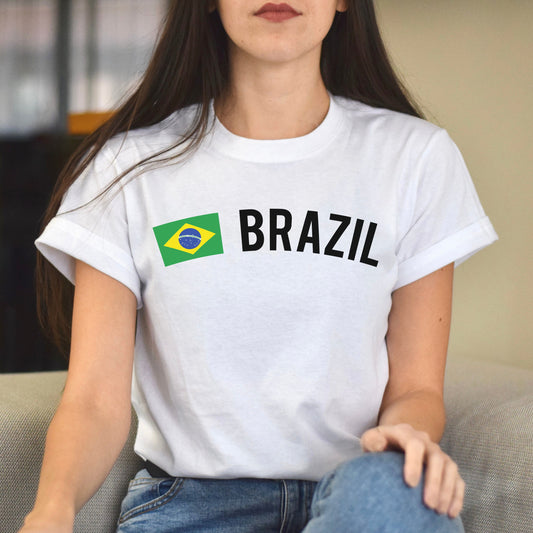 Brazil Unisex T-shirt gift Brazilian flag tee Brasilia White Black Dark Heather-White-Family-Gift-Planet