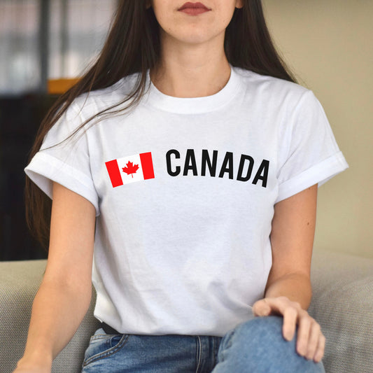 Canada Unisex T-shirt gift Canadian flag tee Toronto White Black Dark Heather-White-Family-Gift-Planet