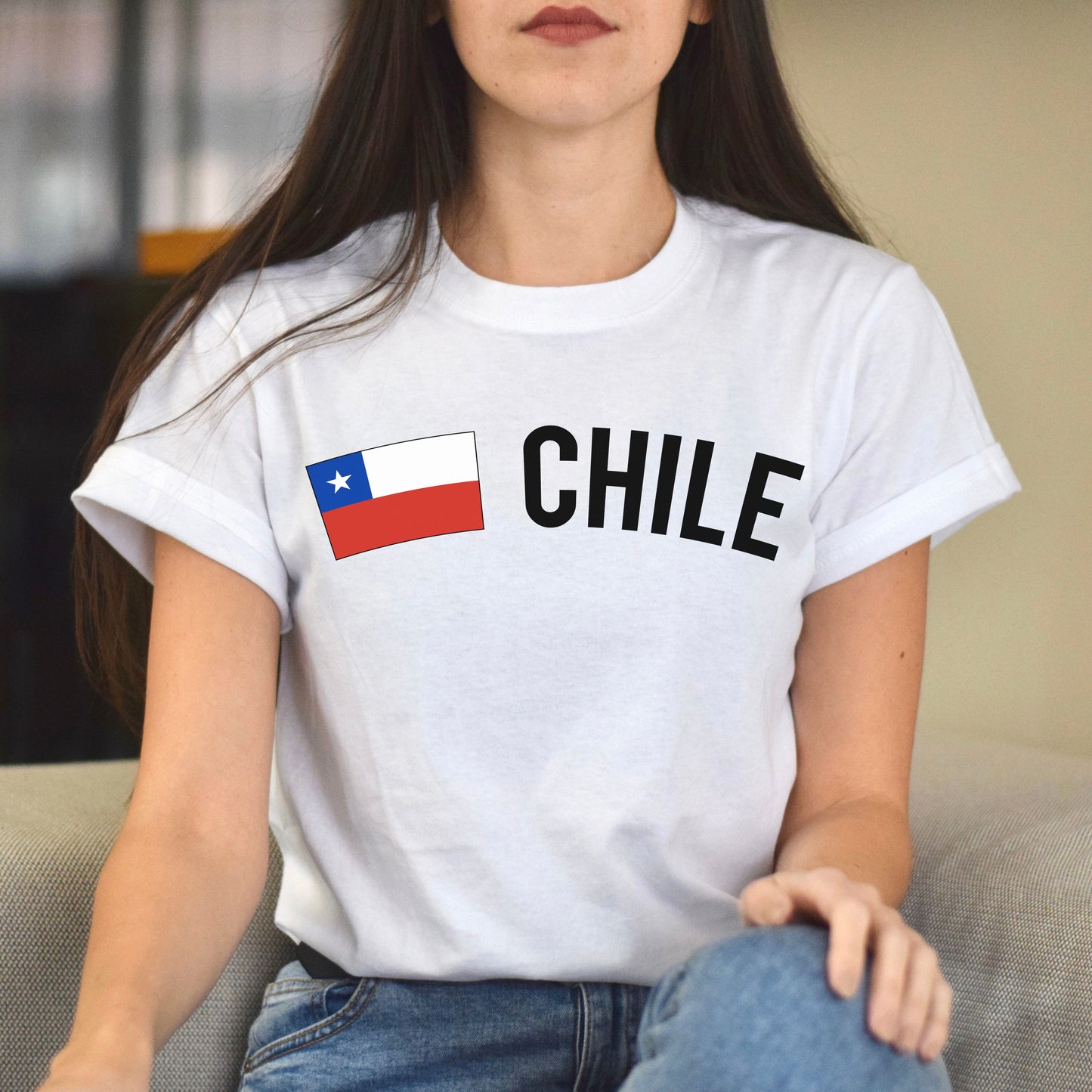 Chile Unisex T-shirt gift Chilean flag tee Santiago White Black Dark Heather-White-Family-Gift-Planet