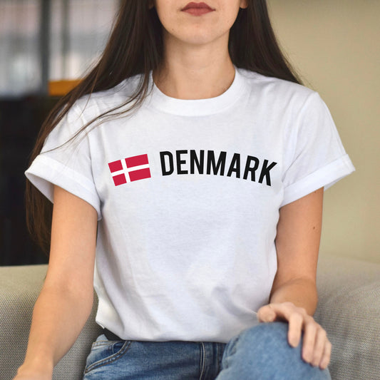 Denmark Unisex T-shirt gift Denmark flag tee Copenhagen White Black Dark Heather-White-Family-Gift-Planet