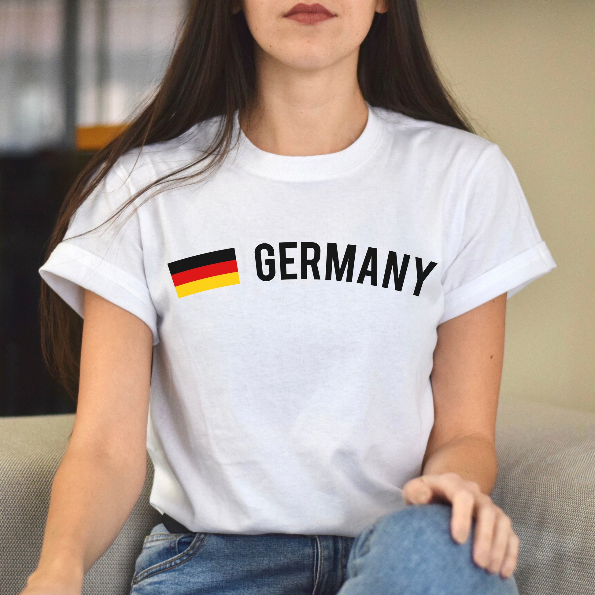 Germany Unisex T-shirt gift German flag tee Berlin White Black Dark Heather-White-Family-Gift-Planet