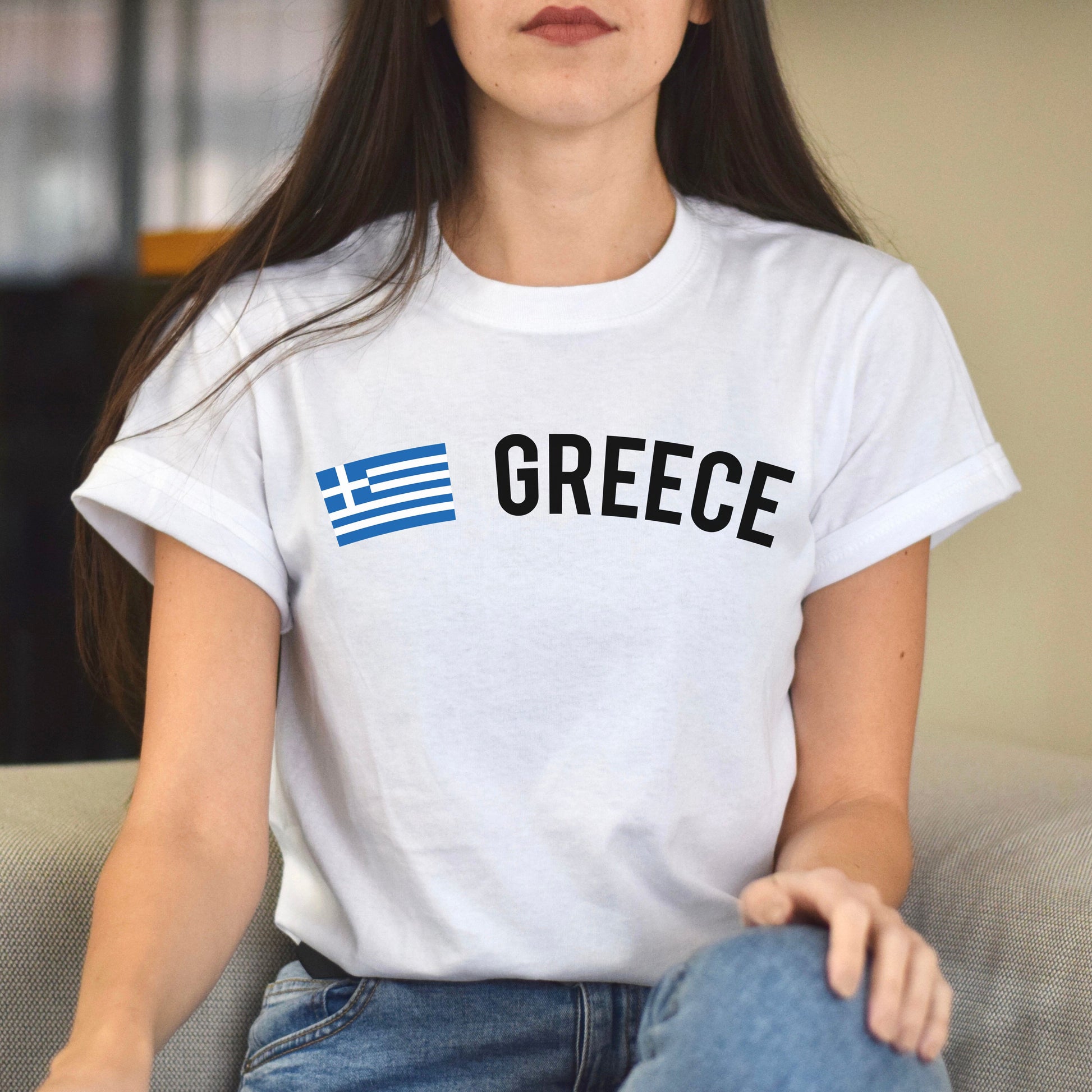 Greece Unisex T-shirt gift Greek flag tee Athens White Black Dark Heather-White-Family-Gift-Planet