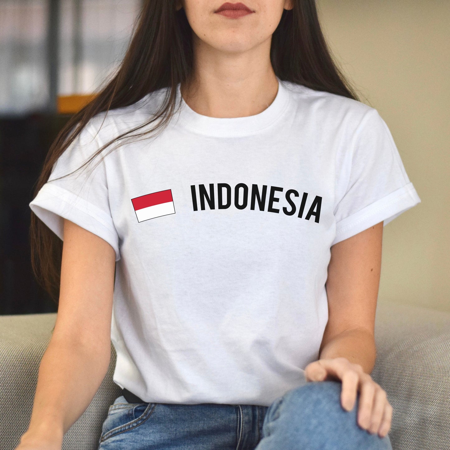 Indonesia Unisex T-shirt gift Indonesian flag tee Jakarta White Black Dark Heather-White-Family-Gift-Planet