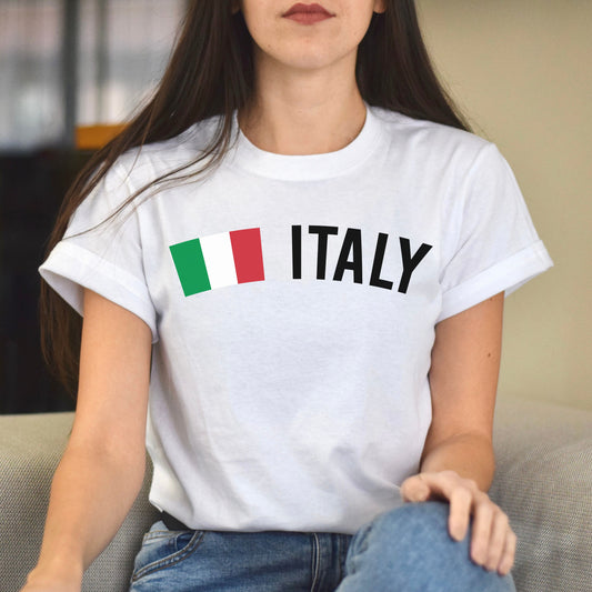 Italy Unisex T-shirt gift Italian flag tee Roma White Black Dark Heather-White-Family-Gift-Planet