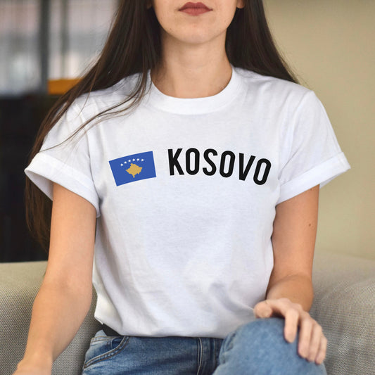 Kosovo Unisex T-shirt gift Kosovo flag tee Pristina White Black Dark Heather-White-Family-Gift-Planet
