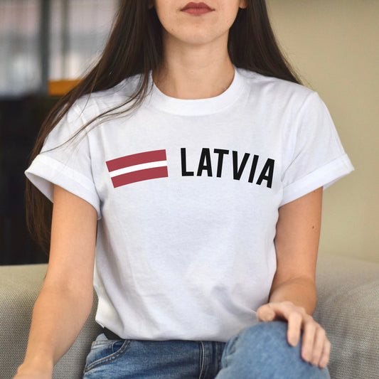 Latvia Unisex T-shirt gift Latvian flag tee Riga White Black Dark Heather-White-Family-Gift-Planet