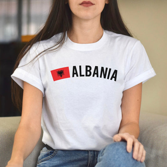 Albania Unisex T-shirt gift Albanian flag tee Tirana White Black Dark Heather-White-Family-Gift-Planet